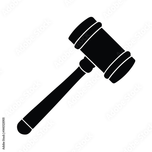 Judge Gavel or Auction Hammer Silhouette Icon