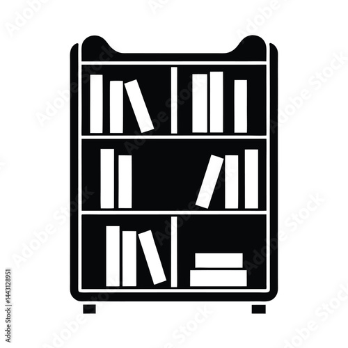 Bookshelf Silhouette Vector Icon
