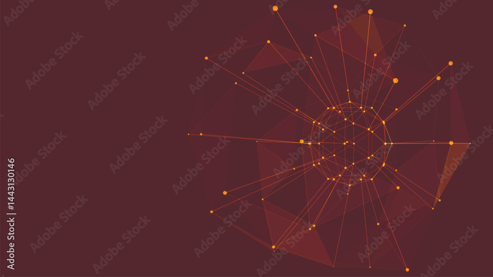 Obraz premium Abstraction of network plexus on dark background. Sphere. Illustration with connected lines and dots. Abstract grid design. Connection structure. Technologies. 3d vector editable wireframe object.