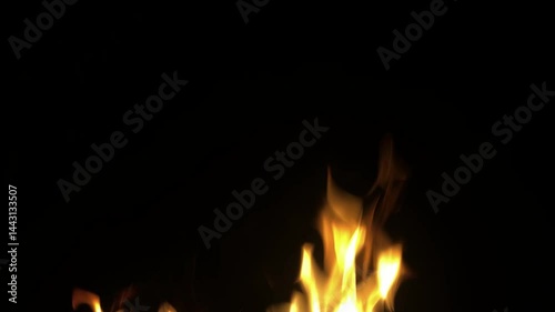 Fire on black background. Isolated fire on black background. Flame on black background.