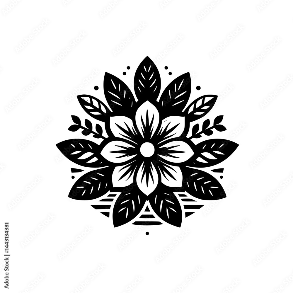 Fototapeta premium Elegant Black and White Floral Mandala Design