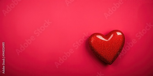 A single red glitter heart on a crimson background, perfect for Valentine's Day or love themed designs.