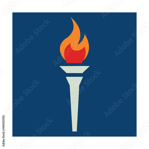 Minimalistic Torch with Flame for Achievement and Olympics
