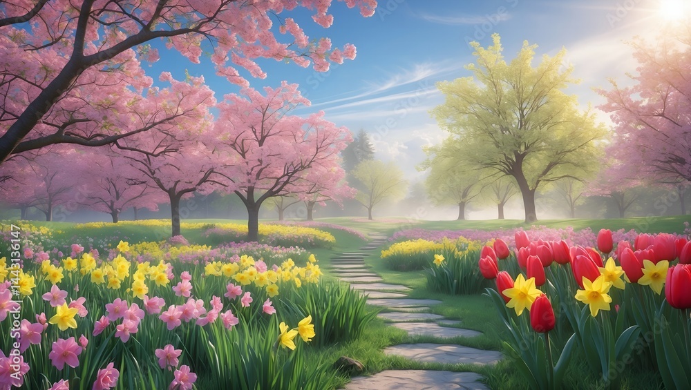 Obraz premium A vibrant blooming landscape