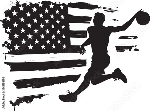basketball, player, "Stars & Stripes Slam Dunk" usa,   flag vector bundle