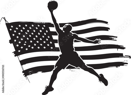 basketball, player, "Stars & Stripes Slam Dunk" usa,   flag vector bundle