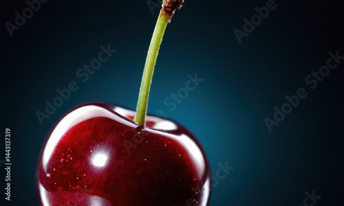 Obraz na płótnie Close-up shot of a ripe red apple with a stem, perfect for food or product photography w salonie