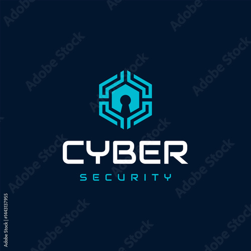 Cyber security logo icon design with shield and lock key graphic idea for website security, online secure logo vector template, etc