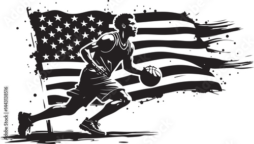 basketball, player, "Stars & Stripes Slam Dunk" usa,   flag vector bundle