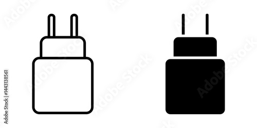 Smartphone USB charger Icon set. Symbol isolated white background. vector illustration. color editable.