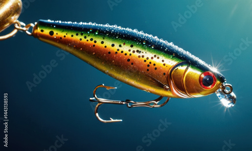 Obraz na płótnie A close-up shot of a fishing lure on a hook, ideal for outdoor and nature-themed projects w salonie