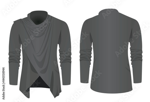 Grey overlap cardigan. vector illustration