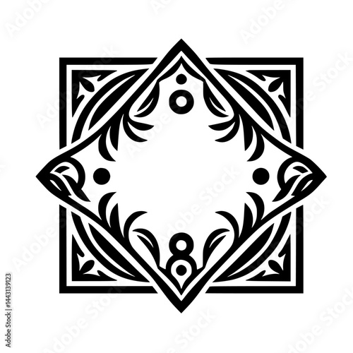 Geometric Ornament - Vector Black and White Floral Design