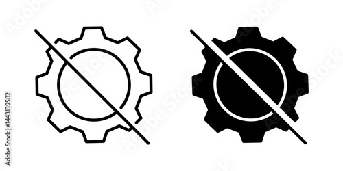 No gear Icon set. Symbol isolated white background. vector illustration. color editable.