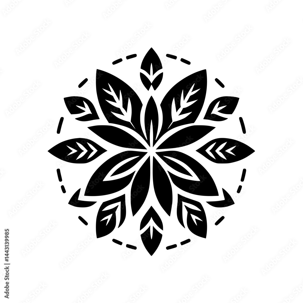 Fototapeta premium Minimalist Black & White Floral Mandala Design