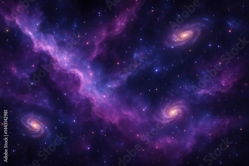 Mystical Nebula and Spiral Galaxies in Deep Space 4K Animation Background  Cosmic Beauty With Stars and Purple Clouds