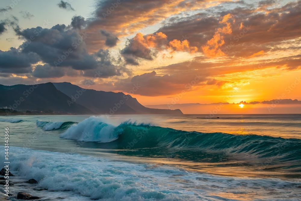 Fototapeta premium Sunset Over Water Landscape Photo