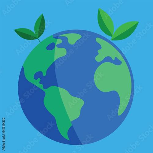 earth with leaves vector art