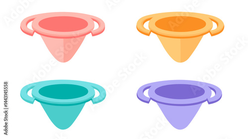 Set of Four Pastel Colored Silicone Baby Bowls with Suction Cups