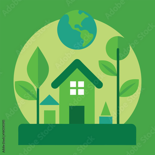 eco house icon vector art