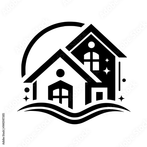 Clean Home Icon: Minimalist Logo Design for Real Estate, Cleaning Services, or Home Renovation