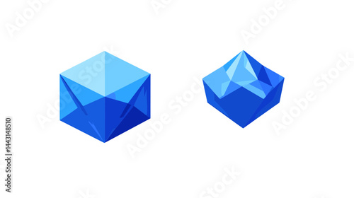 Blue Faceted Gemstones: Cube and Pyramid Shapes