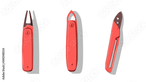 Set of Three Red Tools Illustration