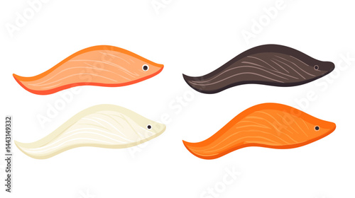 Four Colorful Cartoon Fish Illustration
