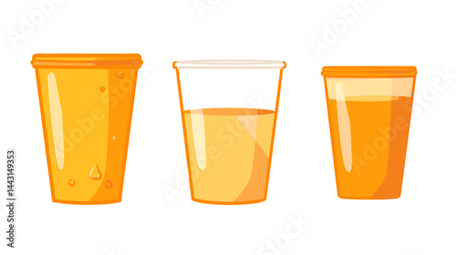 Three Orange Plastic Cups Illustration