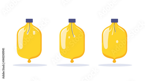 Three Yellow Balloons Deflating Illustration