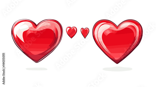 Two Red Pixel Hearts Illustration