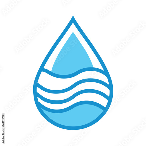 Simple Water Droplet with Wave Lines Inside for Eco Concepts