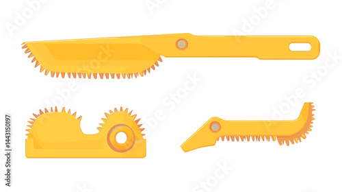 Yellow Metal Cutting Tools Illustration