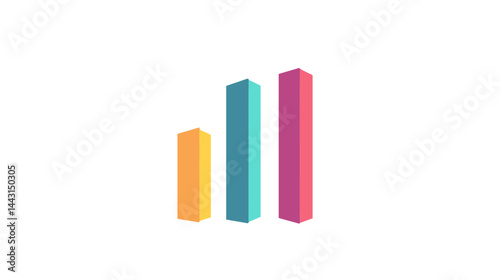 Free Download Isometric 3D Bar Chart Showing Growth Data - GFXLoad
