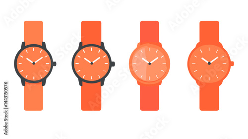 Orange Watches Set Minimalist Design Illustration