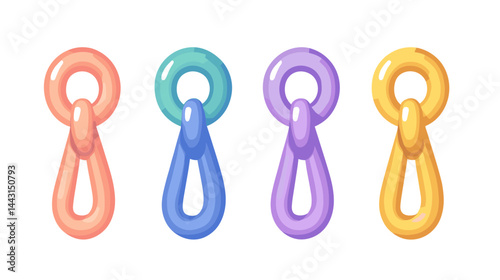 Pastel Colored Pixel Art Chain Links Illustration