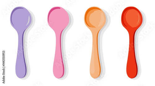 Colorful Spoons on White Background