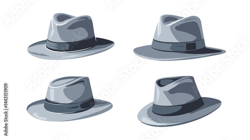 Four Grey Fedoras: A Collection of Stylish Hats
