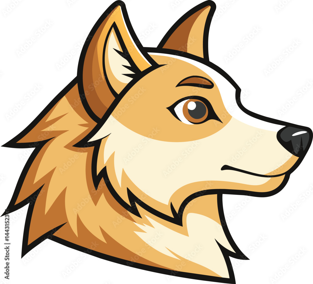 Obraz premium A cute cartoon vector illustration depicts an isolated brown mammal head of a funny Dog, a canine-like animal