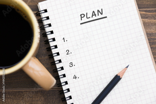 Notepad with word plan concept