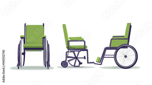 Green Wheelchair Pixel Art Illustration