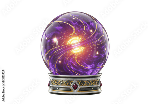 Crystal ball fortune teller magic future divination sphere on transparent background