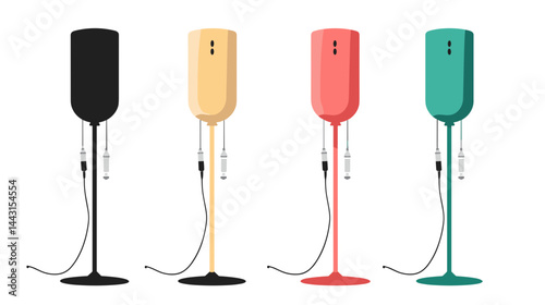 Four Modern Minimalist Floor Lamps in Black Beige Coral and Teal