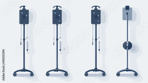 Isometric Illustration of Medical IV Stands
