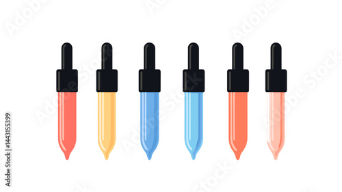 Pastel Colored Pipettes Set on White Background