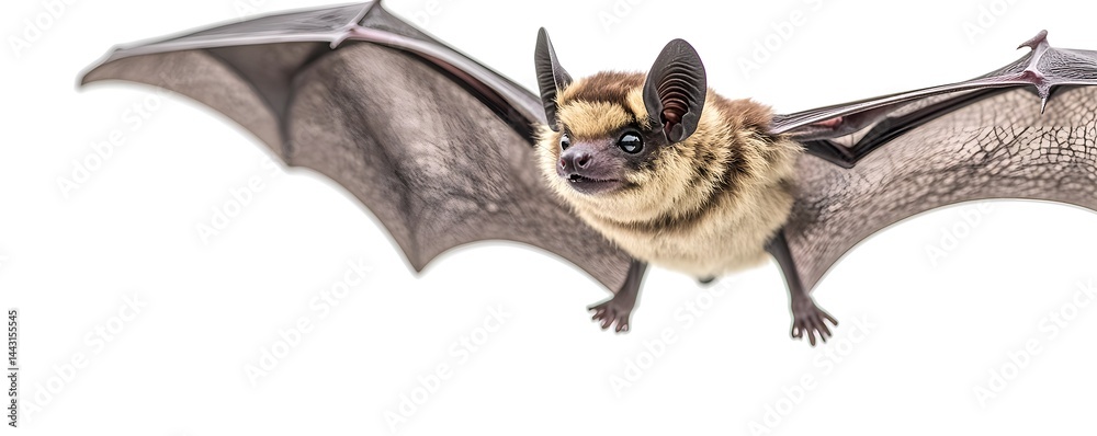 Obraz premium Beautiful small bat flying with its wings fully outstretched
