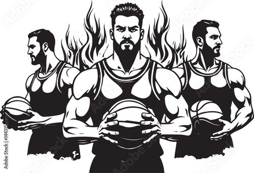 Powerful Basketball Team Illustration art vector