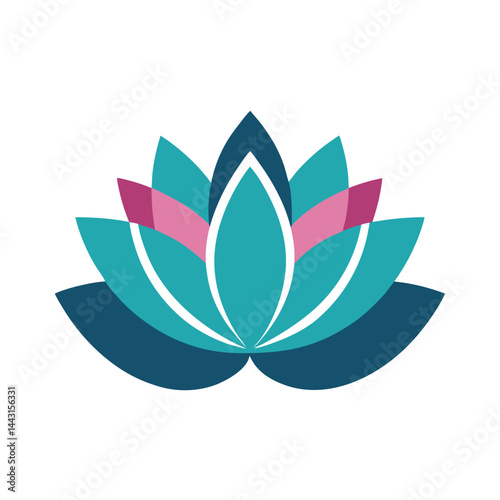 Single Lotus Flower Symmetrical for Wellness and Meditation