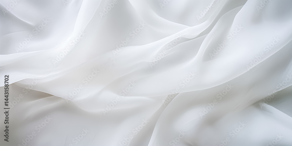 Obraz premium Elegant white fabric texture with soft waves and gentle folds, perfect for backgrounds and design projects.