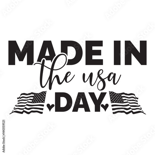 Made In The USA Day, Set of four badges with the american flag, Flat design made in usa logo template, American labels collection.
